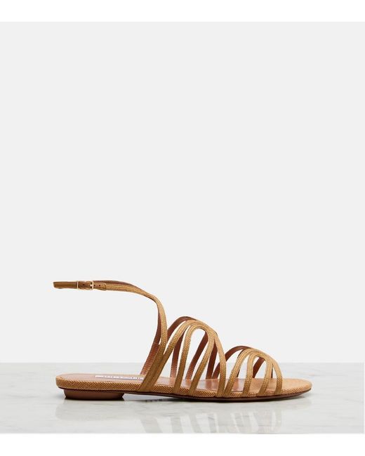 Aquazzura Brown Serenade Raffia Sandals