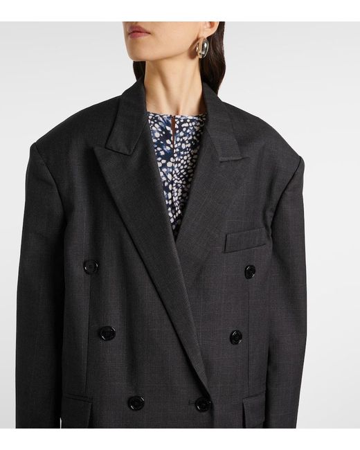 Isabel Marant Black Klero Checked Double-Breasted Wool-Blend Blazer