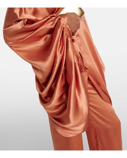 Vestido corto Azores de saten de seda ‎Taller Marmo de color Orange