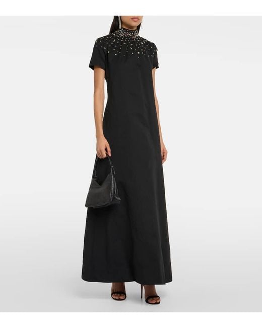 Vestido largo de mezcla de algodon adornado Staud de color Black