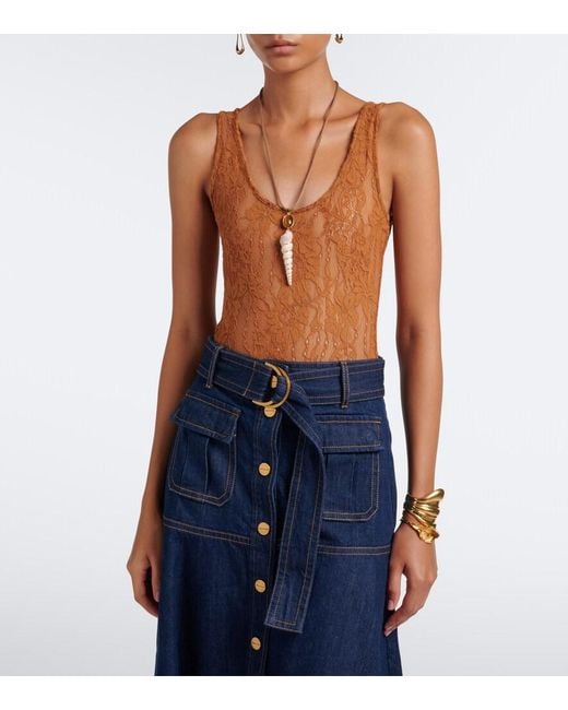 Zimmermann Brown Lace Bodysuit