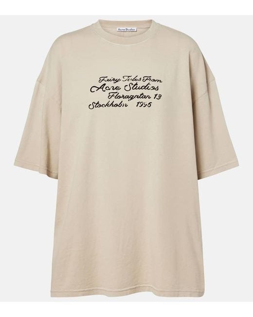 Acne Natural Logo Cotton Jersey T-Shirt