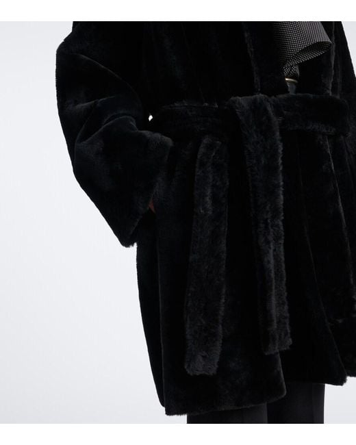 Nour Hammour Black Raquel Shearling Coat