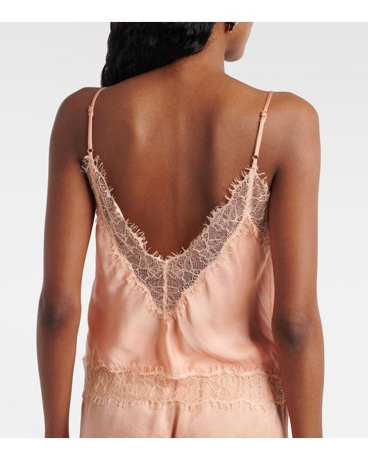 Poupette Pink Zely Lace-Trimmed Satin Camisole