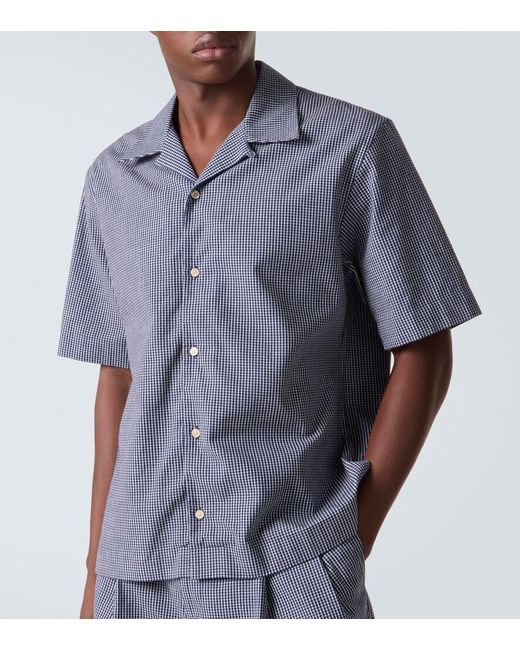 Givenchy Blue Checked Cotton Bowling Shirt for men