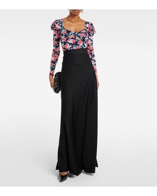 Diane von Furstenberg Blue Erik Floral Mesh Bodysuit