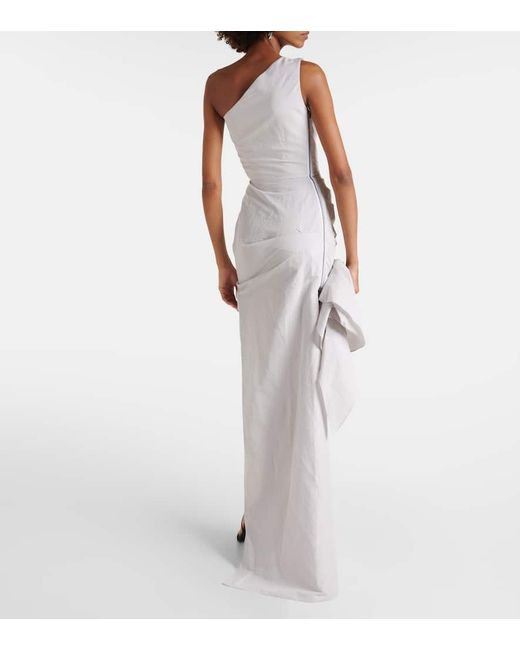 Maticevski White Brightness Asymmetric Draped Gown