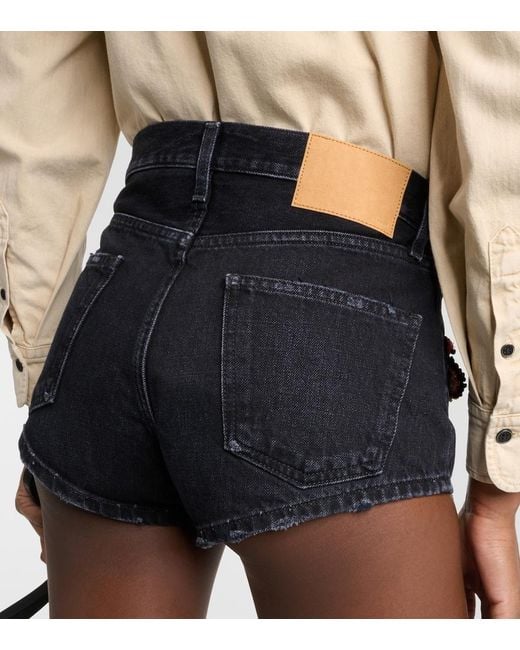 Alanui Black Embroidered Denim Shorts