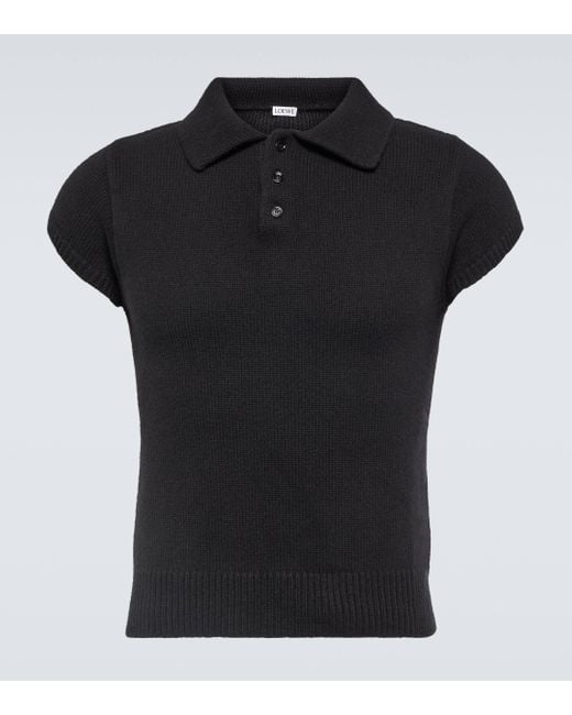 Loewe Black Cashmere Polo Sweater for men