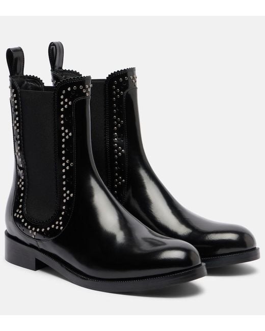 Aquazzura Black Skye Embellished Leather Chelsea Boots