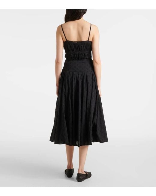 Falda Midi Luisa De Dobby De Algodon Ulla Johnson de color Black