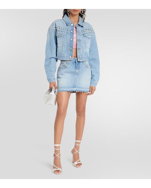 Alessandra Rich Blue Embellished Denim Jacket