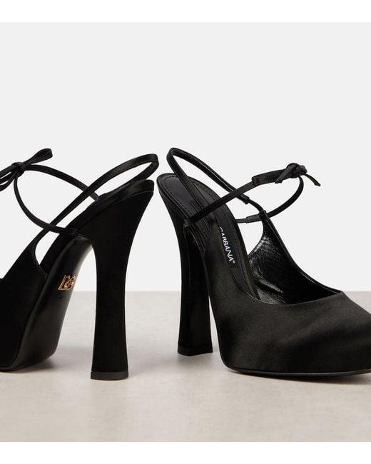 パンプス DOLCE & GABBANA VALLY PLATFORM SLINGBACKS IN SATIN Dolce & Gabbana Vally Satin Slingback Platform Pumps in