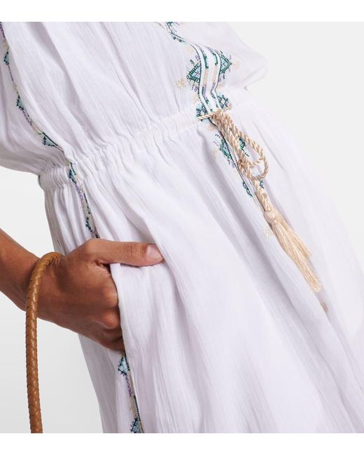Isabel Marant White Siana Embroidered Cotton Midi Dress