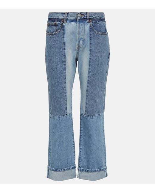 Victoria Beckham Blue Paneled High-Rise Straight Jeans