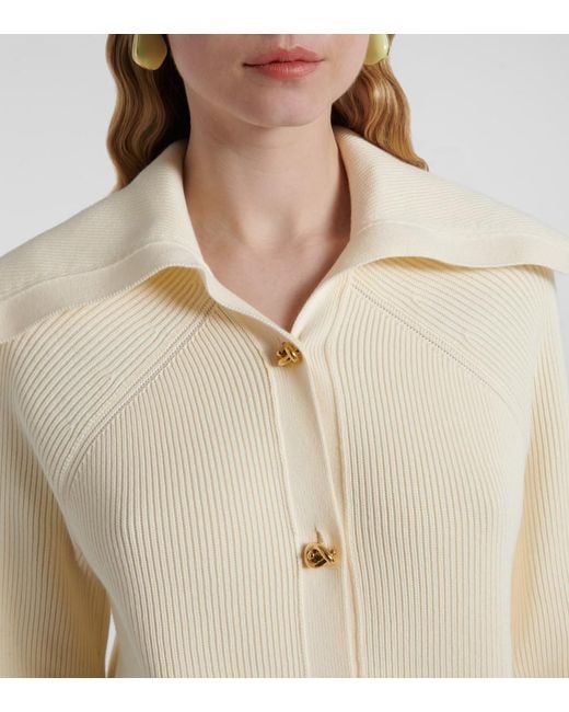 Bottega Veneta Natural Knot Ribbed-Knit Cotton Cardigan