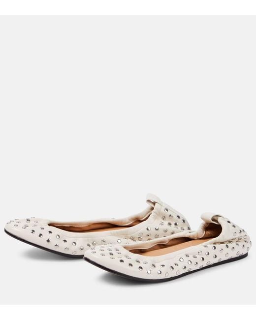 Isabel Marant Belna Leather Ballet Flats in White | Lyst
