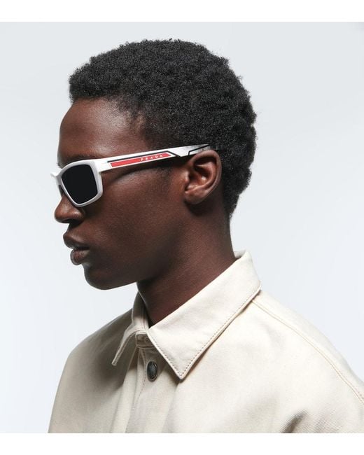 Prada Linea Rossa Eckige Sonnenbrille in Metallic für Herren