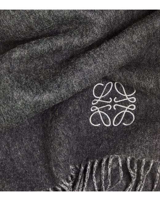 Loewe Gray Anagram Wool And Cashmere Scarf