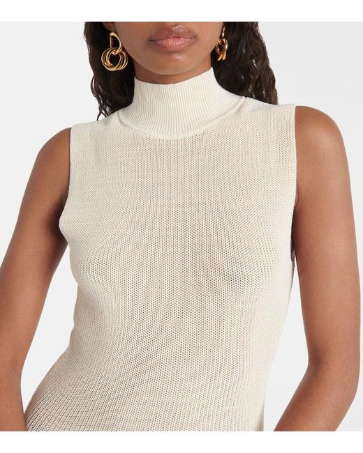 AYA MUSE White Berin Knitted Cotton-Blend Maxi Dress