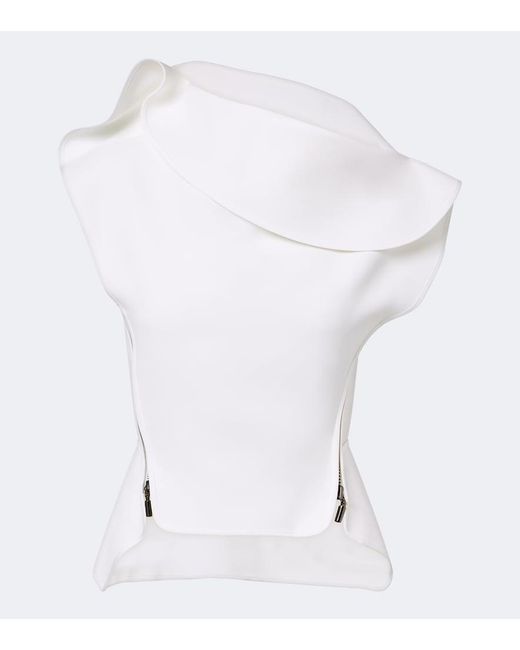 Maticevski White Whirl Draped Top