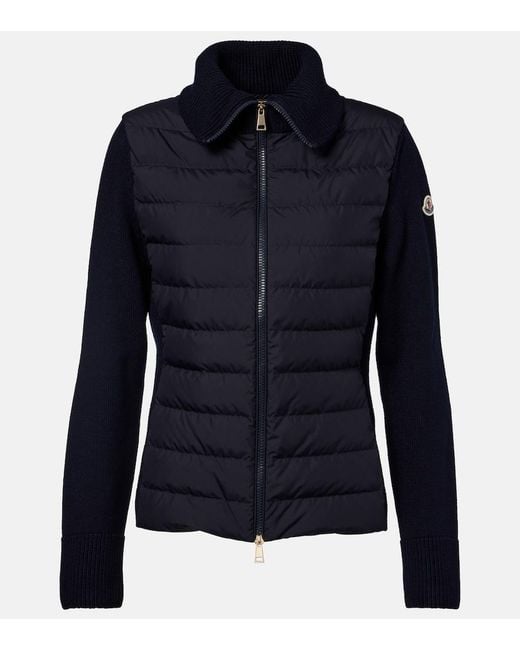 Moncler Blue Paneled Quilted Down Jacket