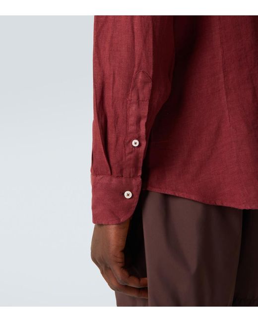 Fedeli Red Nick Linen Shirt for men