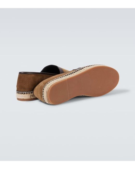 Manolo Blahnik Brown Nerano Leather-Trimmed Suede Espadrilles for men