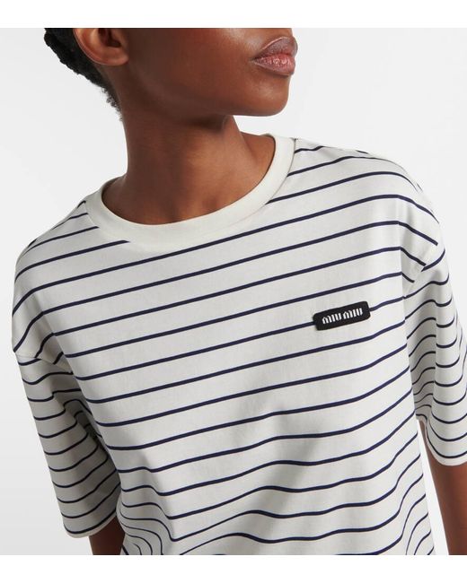 Miu Miu White Cotton Jersey T-Shirt