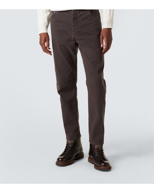 Brunello Cucinelli Gray Mid-Rise Straight Jeans for men