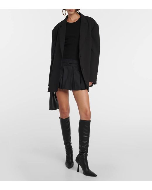AYA MUSE Black Myca Pleated Wool Miniskirt