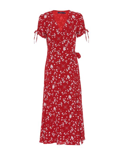 Vestido envolvente de crepé estampado Polo Ralph Lauren de color Red