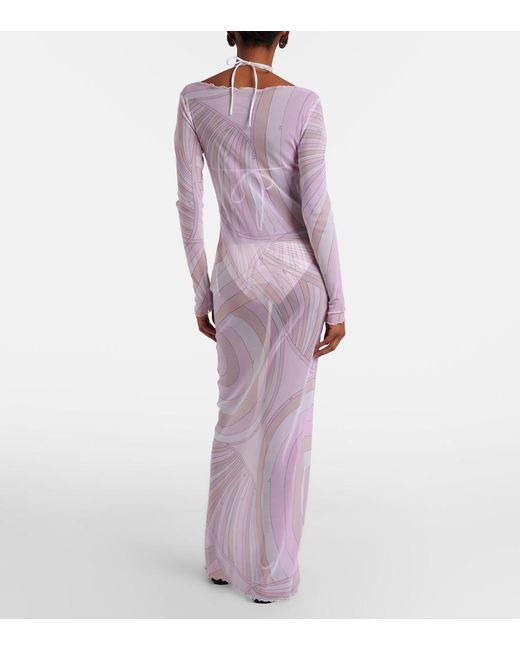 Emilio Pucci Pink Iride Sheer Tulle Maxi Dress