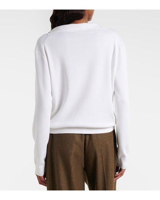 Loro Piana White Siena Silk And Cotton Polo Sweater