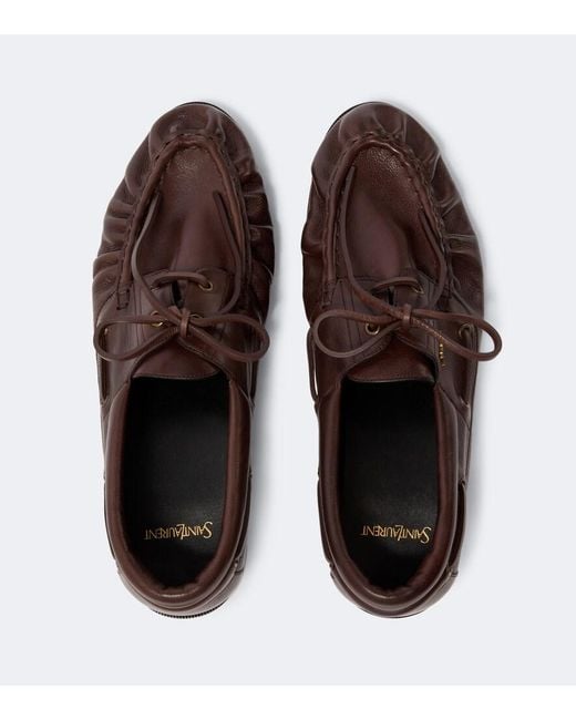 Saint Laurent Brown Le Loafer Bateau Leather Boat Shoes for men