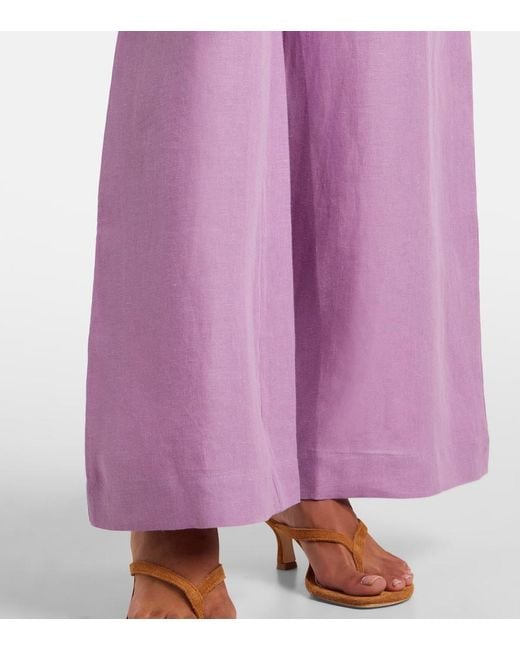Pantalones Anchos Select De Lino Eres de color Purple