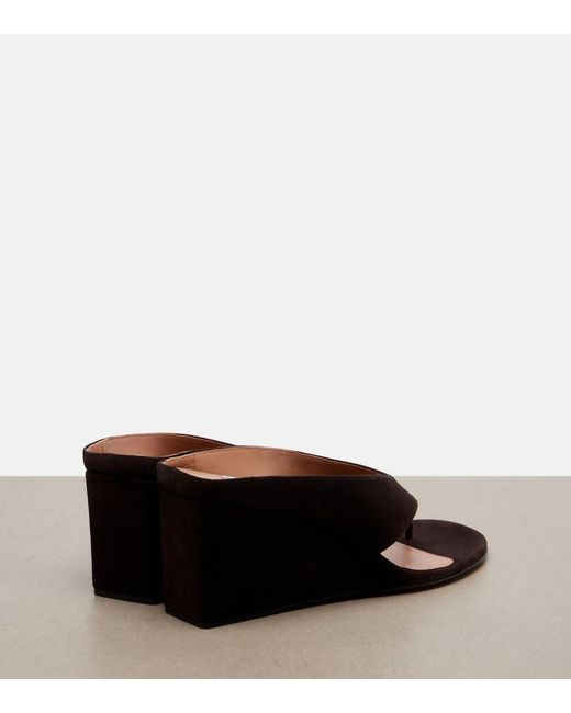 Alaïa Brown Cube Suede Wedge Sandals