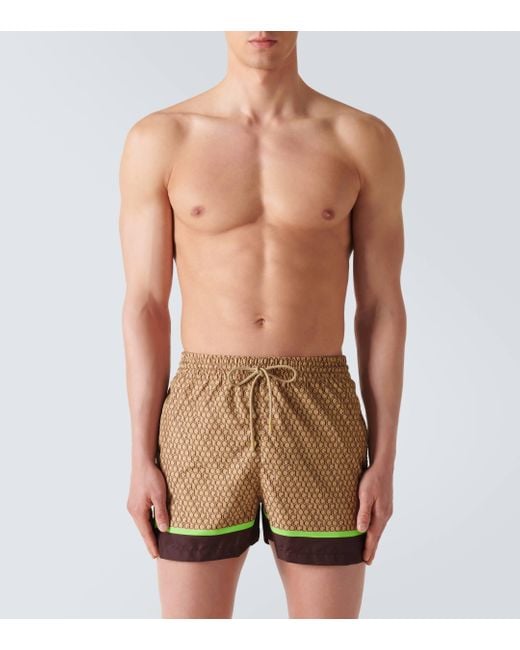 Gucci Natural Logo Printed Swim Trunks for men