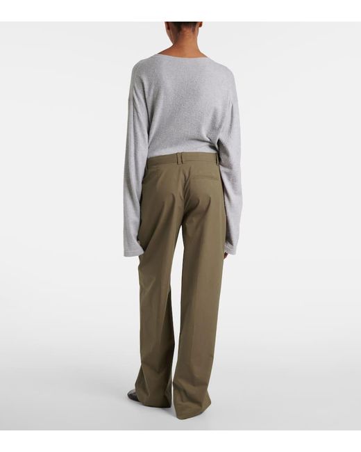 The Row Brown Alfidis Cotton Wide-Leg Pants