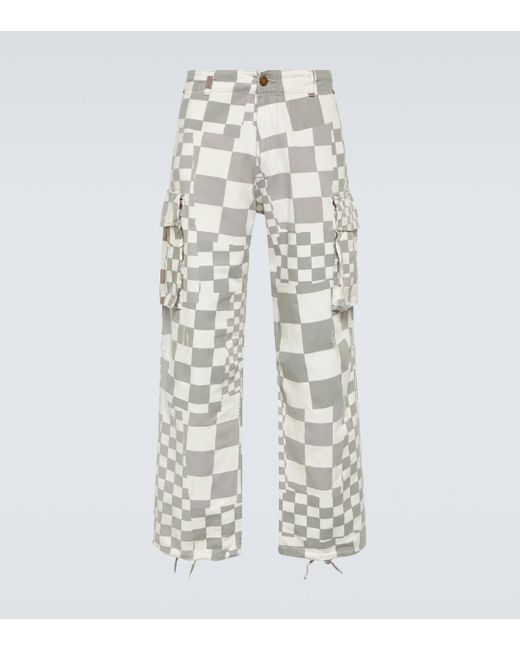 ERL White Printed Cotton Cargo Pants for men