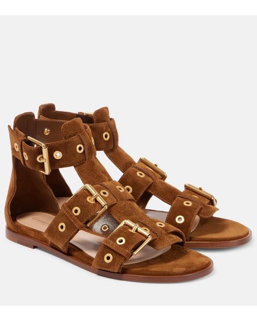 Gianvito Rossi Brown Suede Sandals