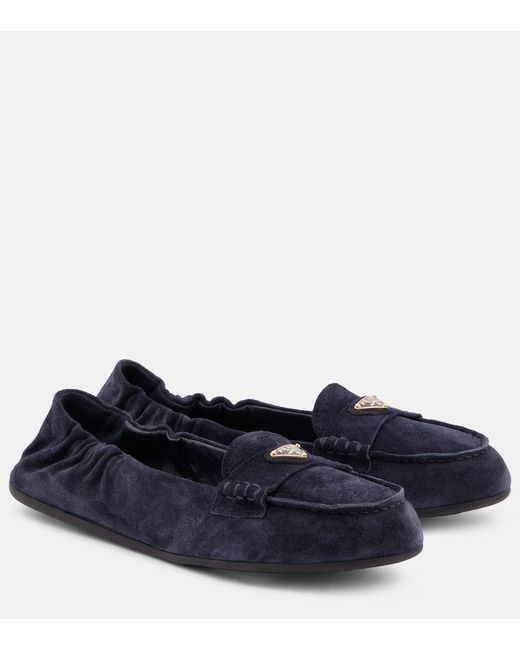 Prada Blue Suede Loafers
