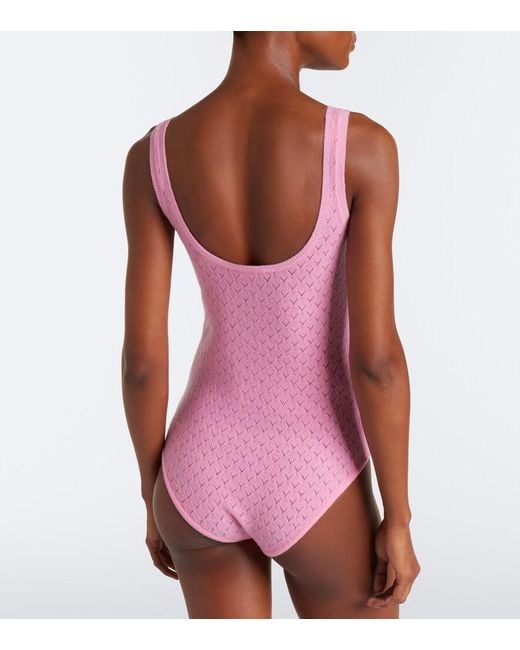 Eres Pink Gourmandise Pointelle Wool-Blend Bodysuit