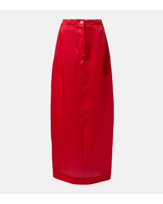 Khaite Red Lucian Silk Organza Maxi Skirt