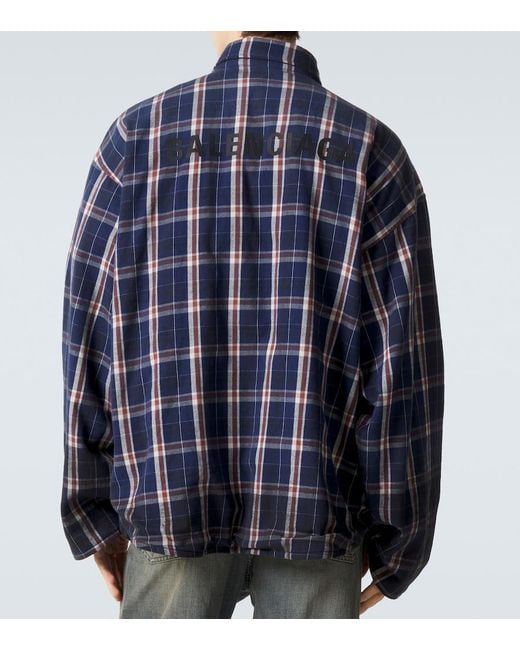 Balenciaga Blue Reversible Flannel And Fleece Shirt for men