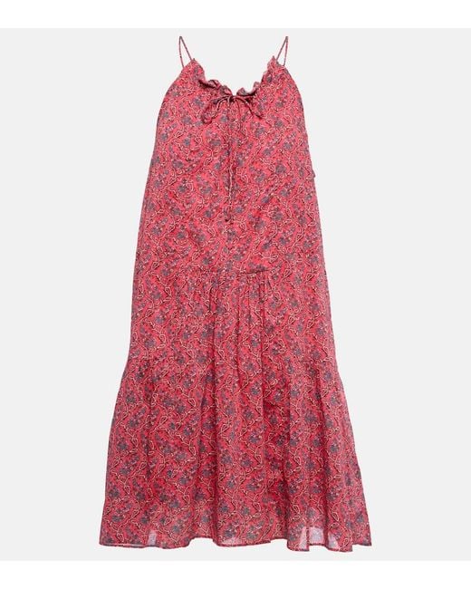 Vestido corto Kildi de algodon floral Isabel Marant de color Red