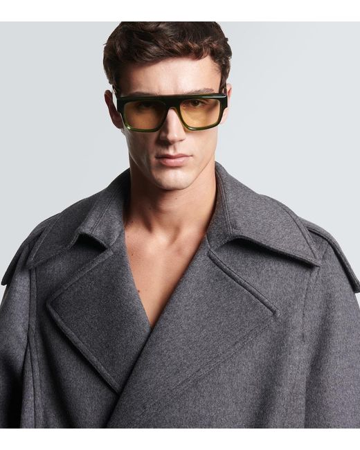 Jacques Marie Mage Green Acetate Flat-Top Sunglasses Collaboration for men