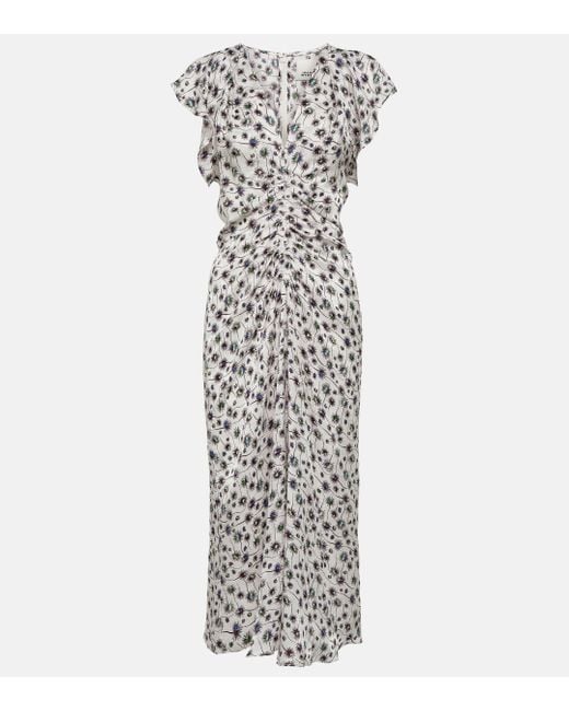 Isabel Marant White Lyndsay Printed Draped Midi Dress