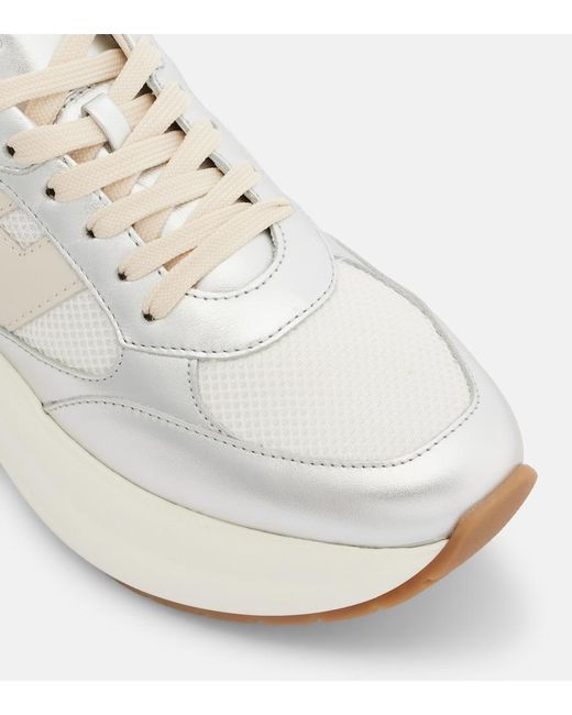 Hogan White Maxi I Active Leather-Trimmed Sneakers