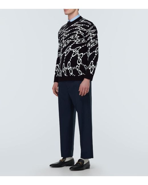 Jersey de algodon con GG ondulada Gucci de hombre de color Black